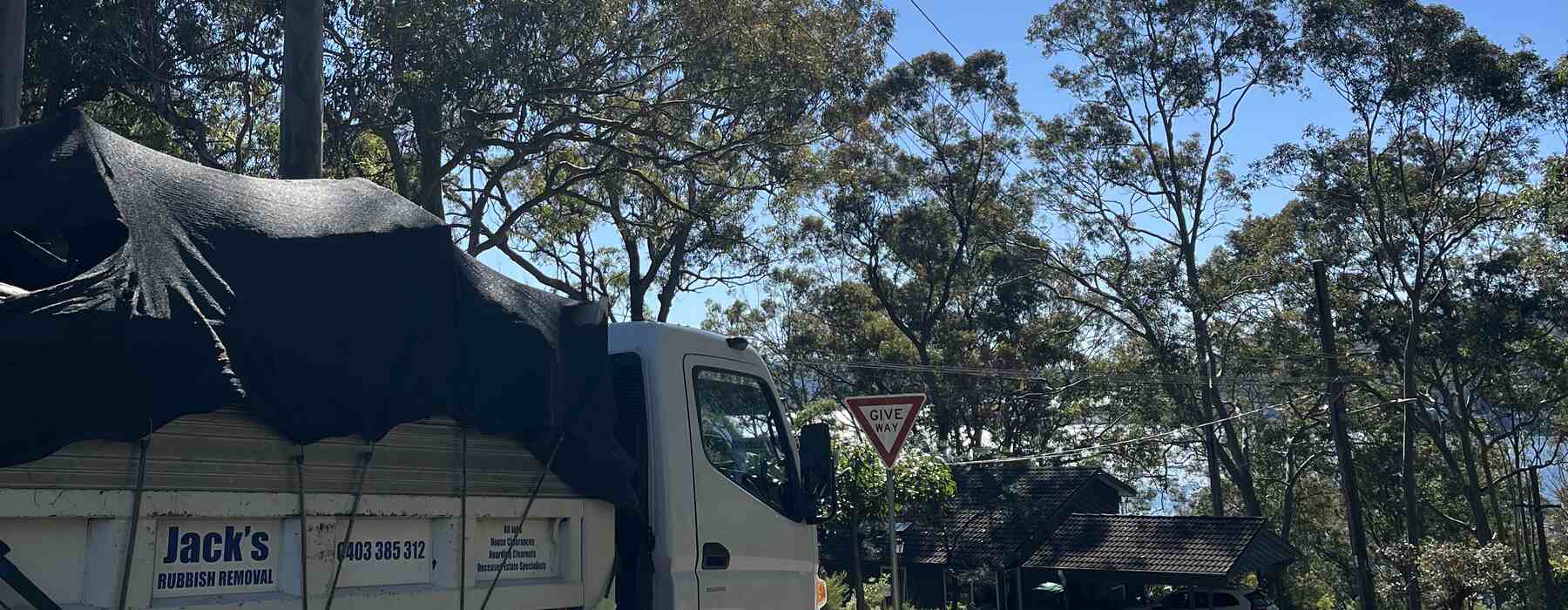 Truck on a leafy street