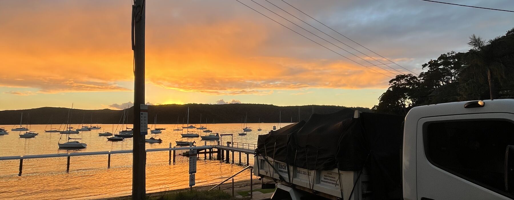 Truck at Pittwater, sunset