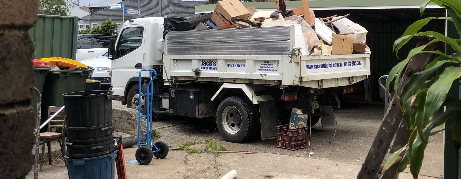 Narrow driveway job with tools